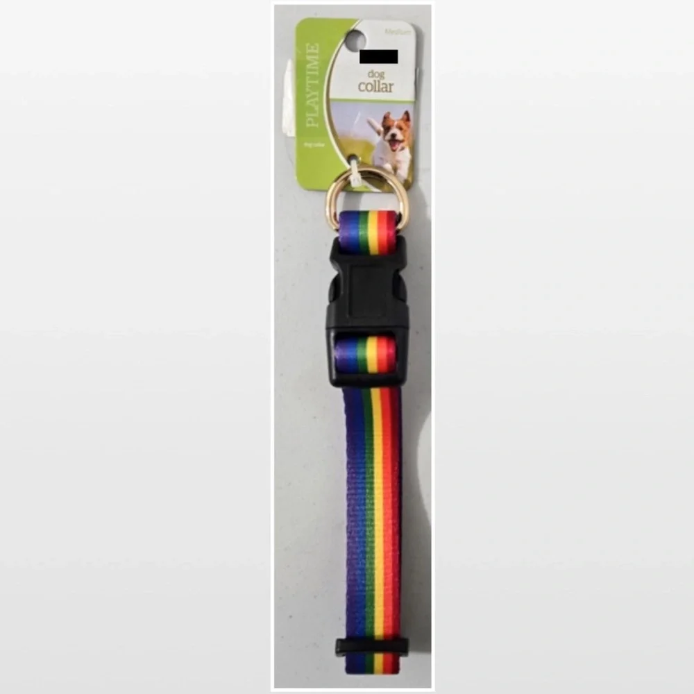 New Pet Dog Collar Adjustable Pet Animal Rainbow Pride NWT